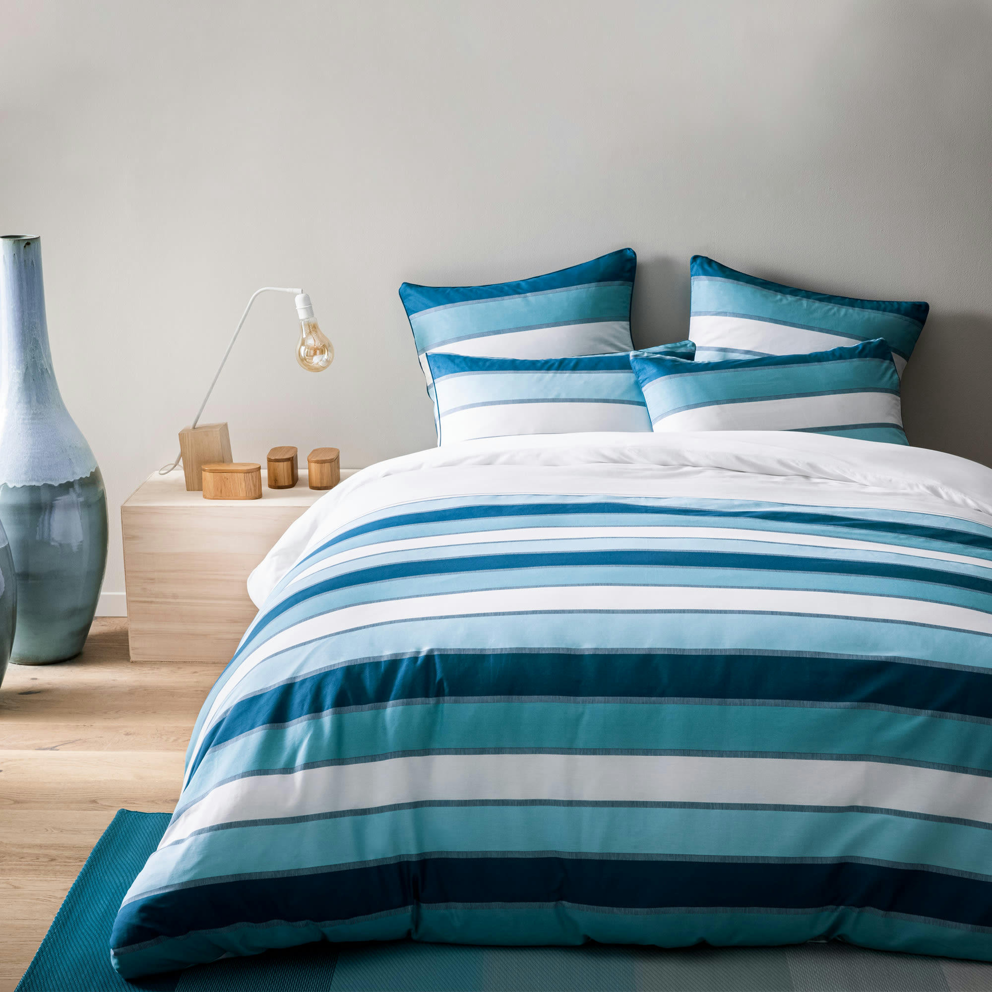 TENDANCE MARINE - Housse de couette imprimée en percale de coton BIO Bleu 240x220cm