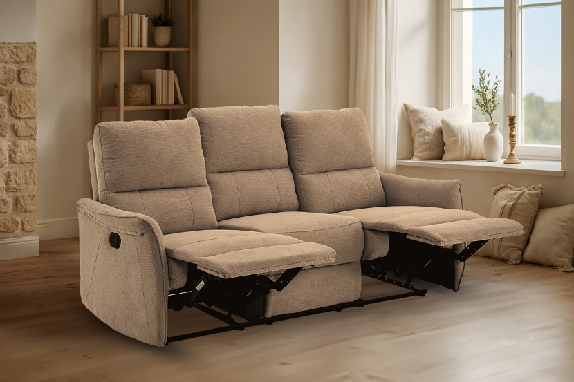 Sofa fotel rozkładany trzyosobowy podnóżek leżanka FW106-3 Timo Trio brąz