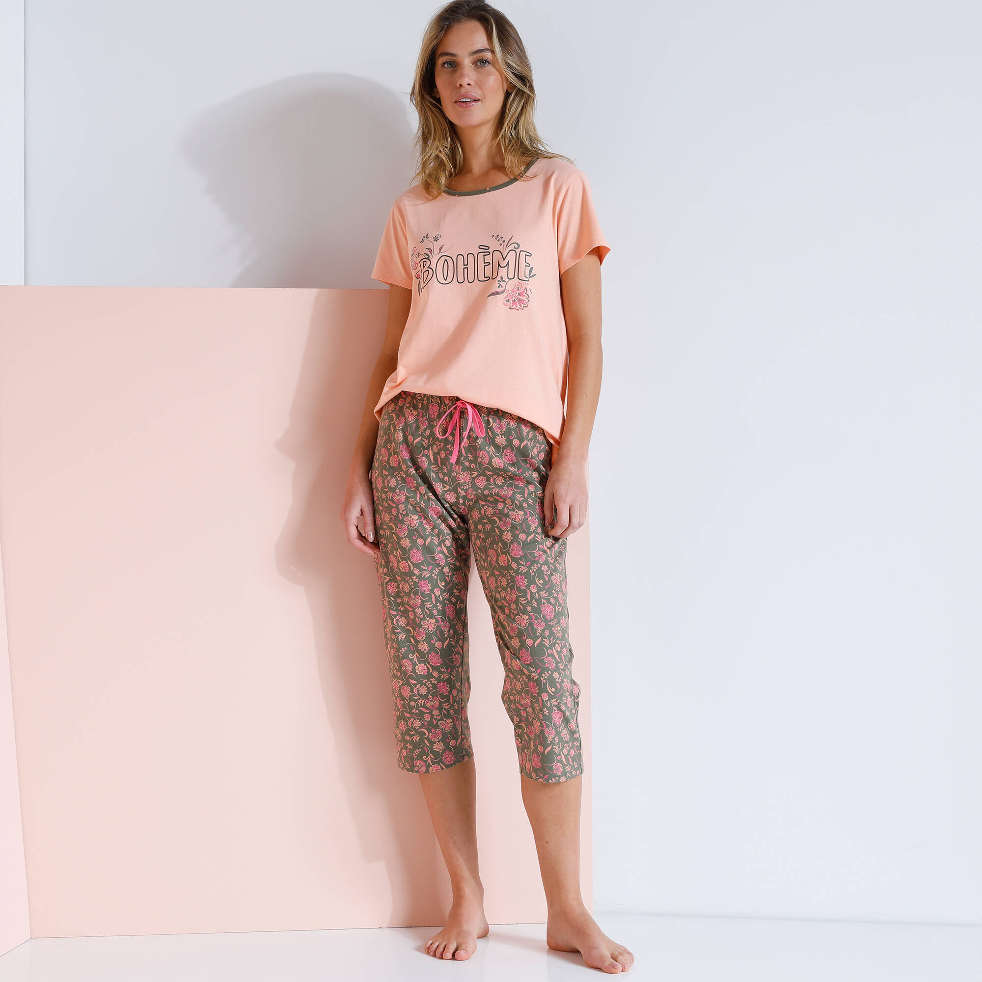 Pantacourt pyjama imprimé fleuri "Bohème"