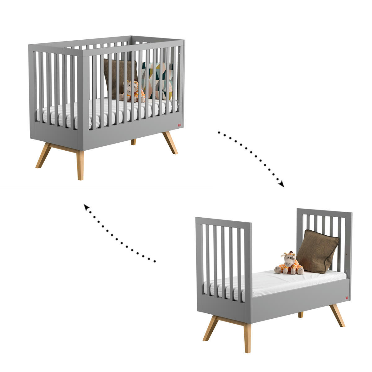 NAUTIS - Lit évolutif 70x140 gris