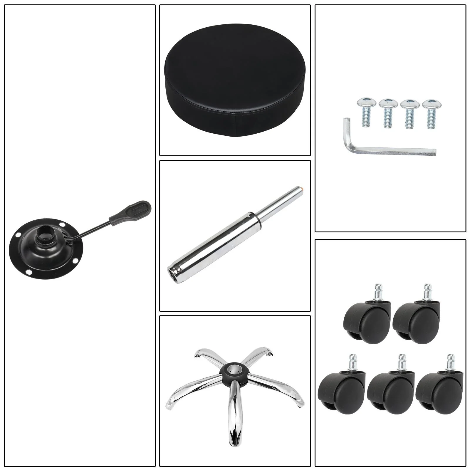 Adjustable Height Swivel Medical Clinic Tattoo Spa Salon Stool with Wheels, Black