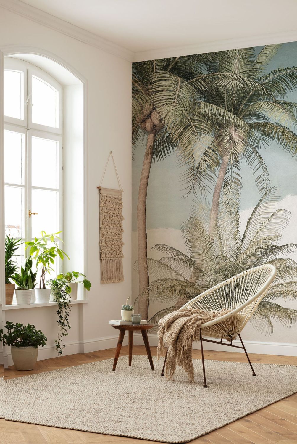 Sanders & Sanders fotobehang palmbomen groen en blauw - 200 x 280 cm - 612396