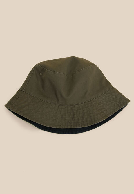 Mens Khaki Reversible Cotton Bucket Hat