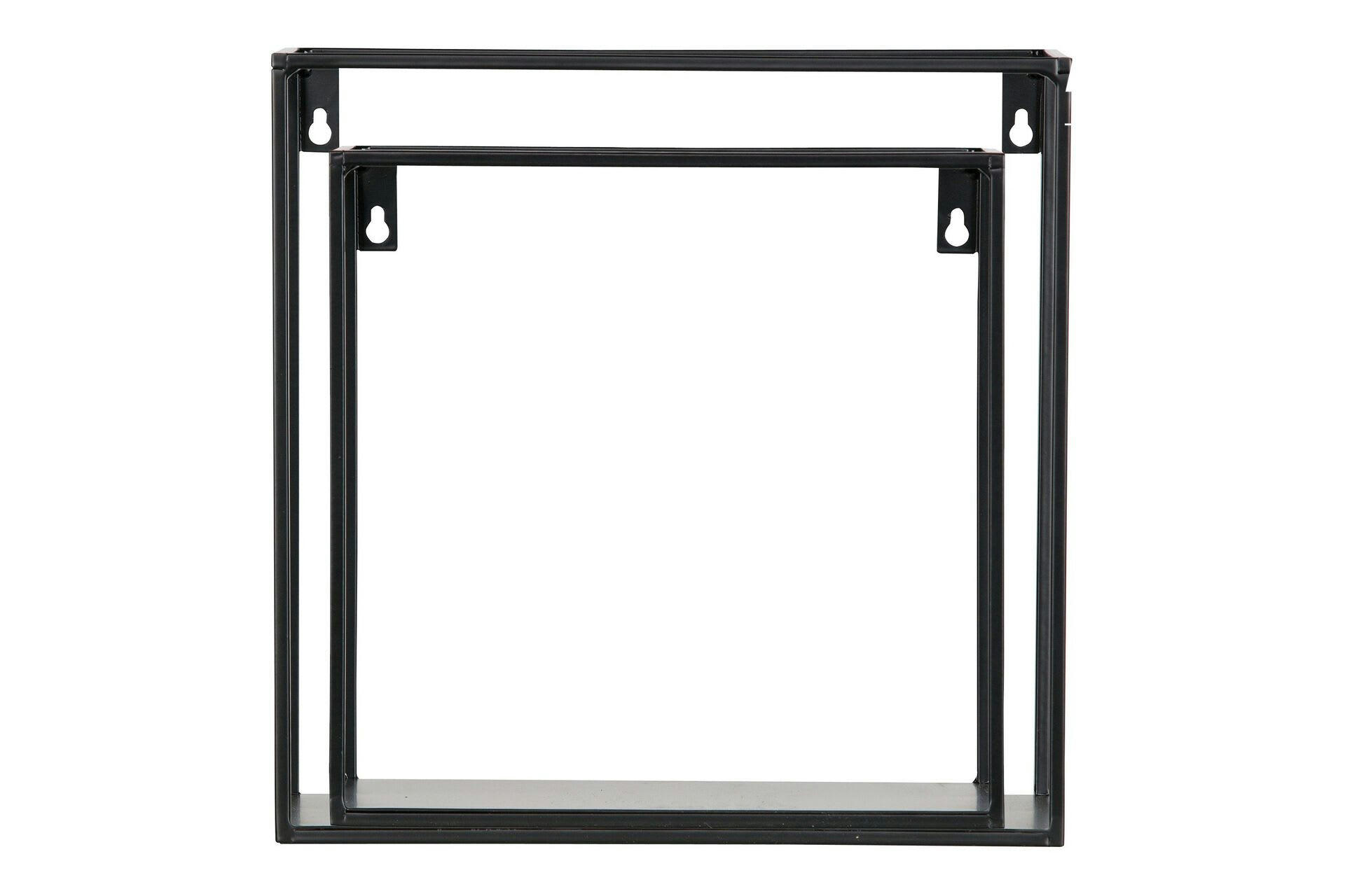 MEERT - Lot de 2 étagères murale en forme de cube en métal noir