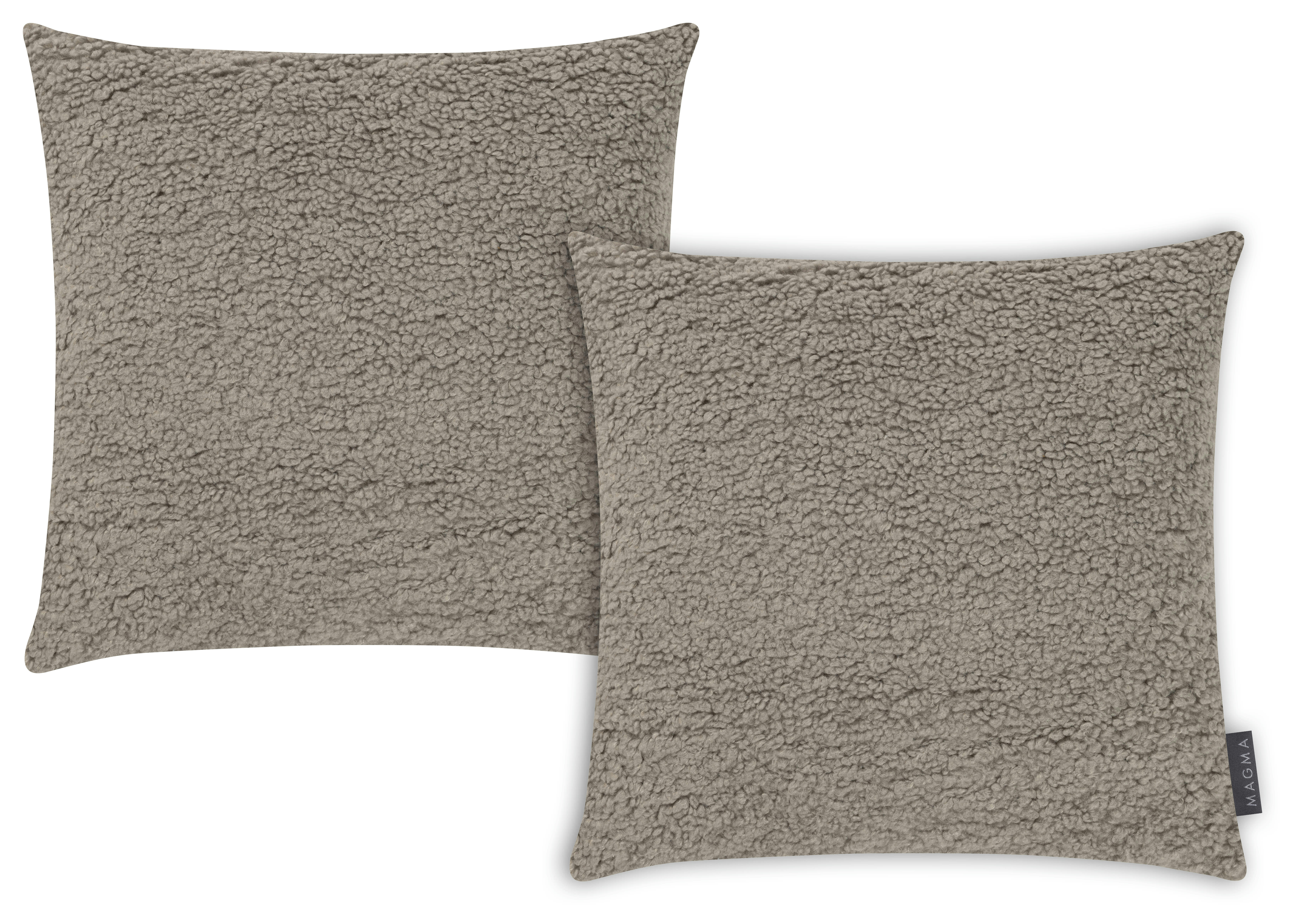 SHAWN - Housses de coussin imitation laine bouclée gris-Lot de 2-40x40