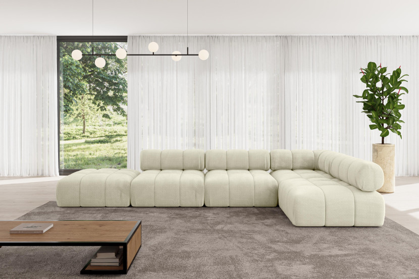 Narożnik prawostronny modułowy FAVIO-L2 380x190x70 cm Beżowy