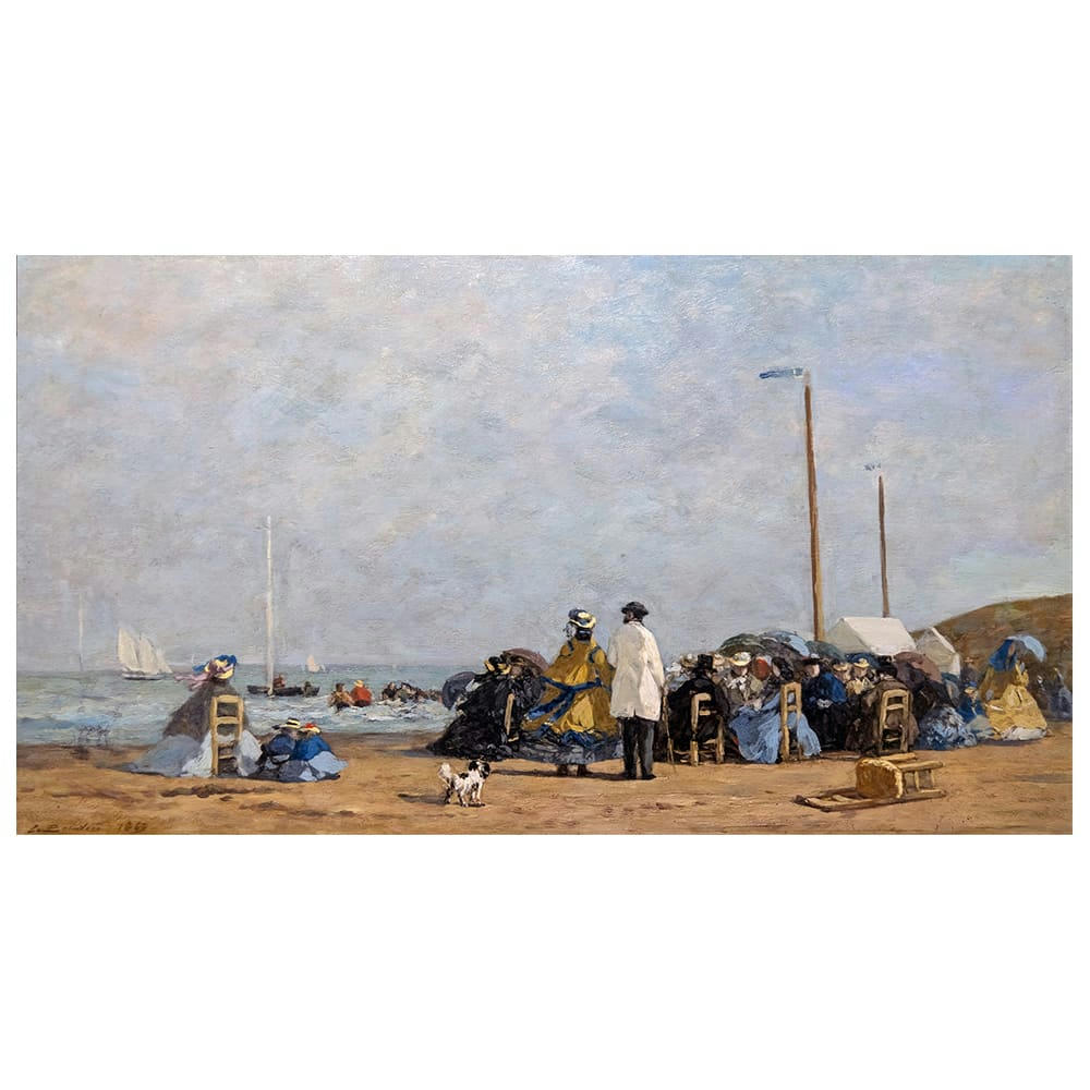 - Tableau Crinolines sur la Plage Eugène Boudin 50x90cm