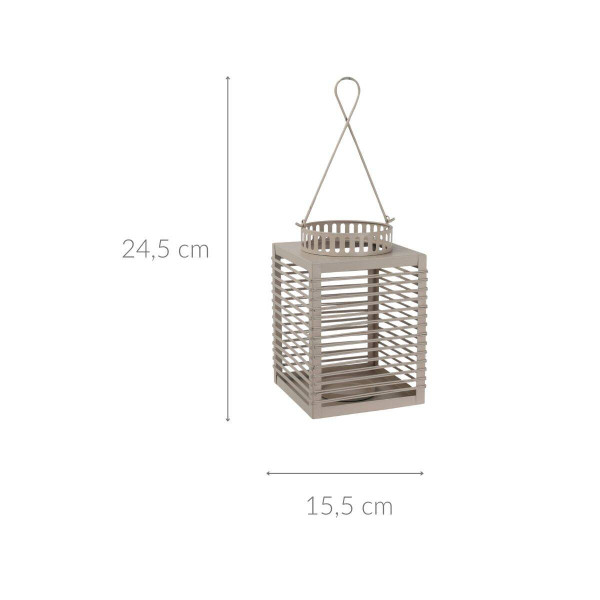 Lampion metalowy z ozdobnym uchwytem, szary