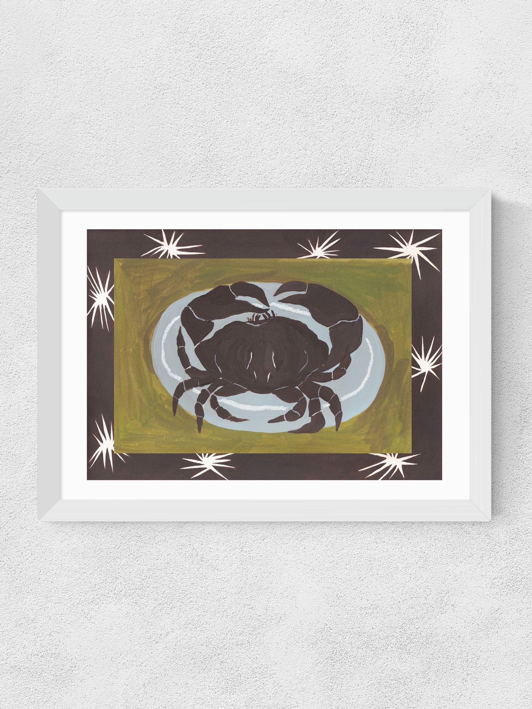 East End Prints White Crab Cancer Star Sign Wall Art Print by Jazmine Joye