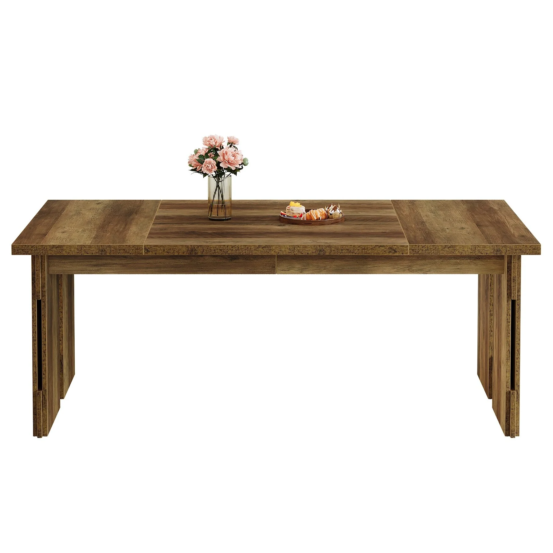 Rustic Brown Industrial Wooden Kitchen Dining Table for 4-6