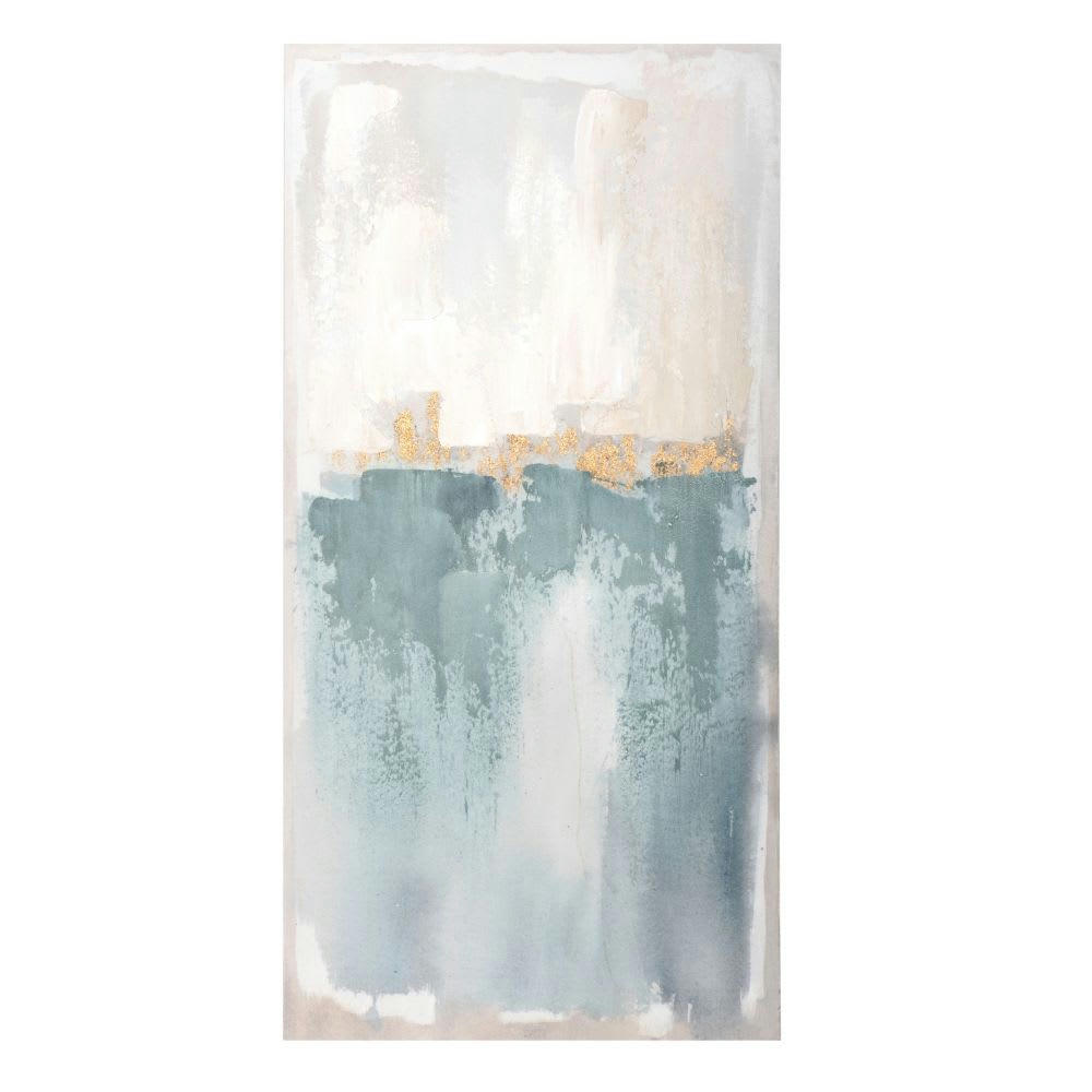 ABSTRACT - Toile grise, bleue et dorée 45x90