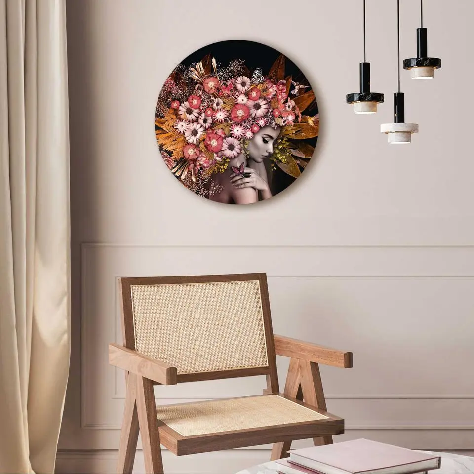 Plexiglasschilderij Bloemenrijkdom - &Oslash; 50 - Roze