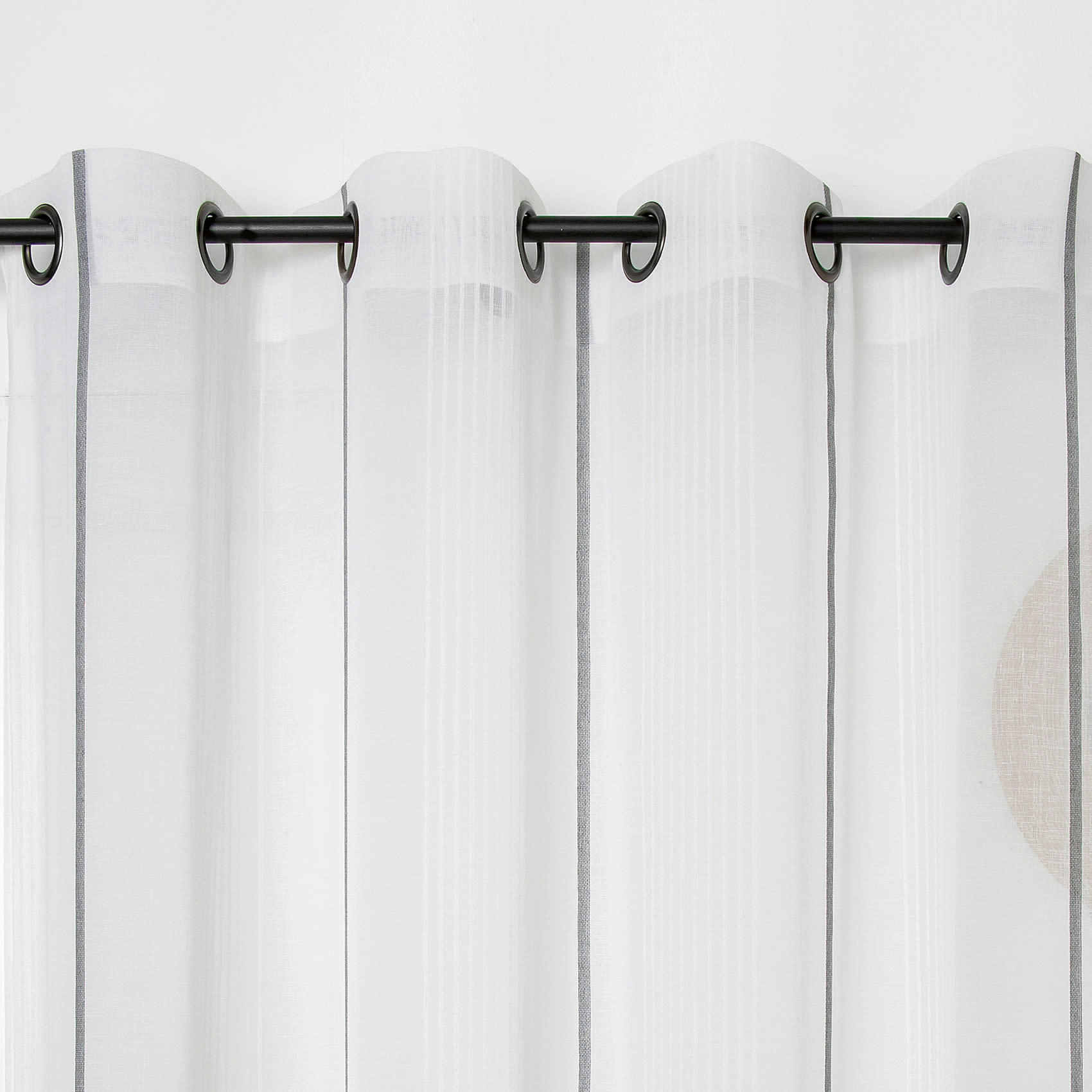 - Voilage à rayures antibes polyester gris chiné 155x280 cm