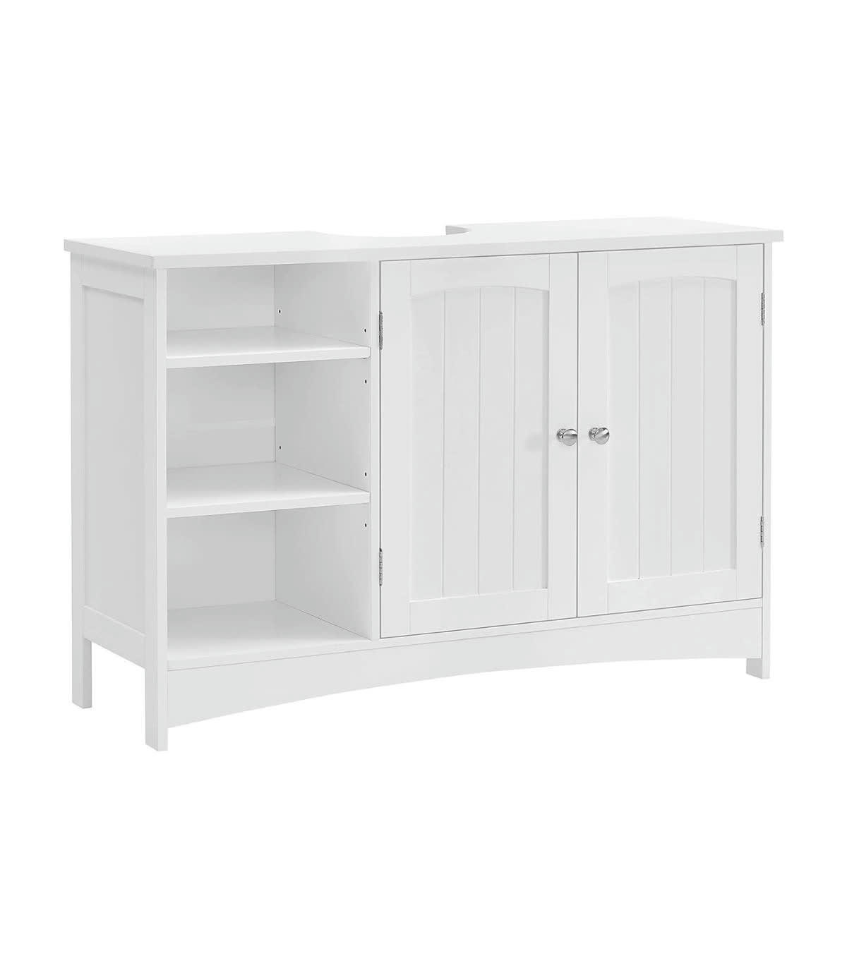 - Meuble sous vasque blanc 2 portes 3 niches L90 x H60 cm