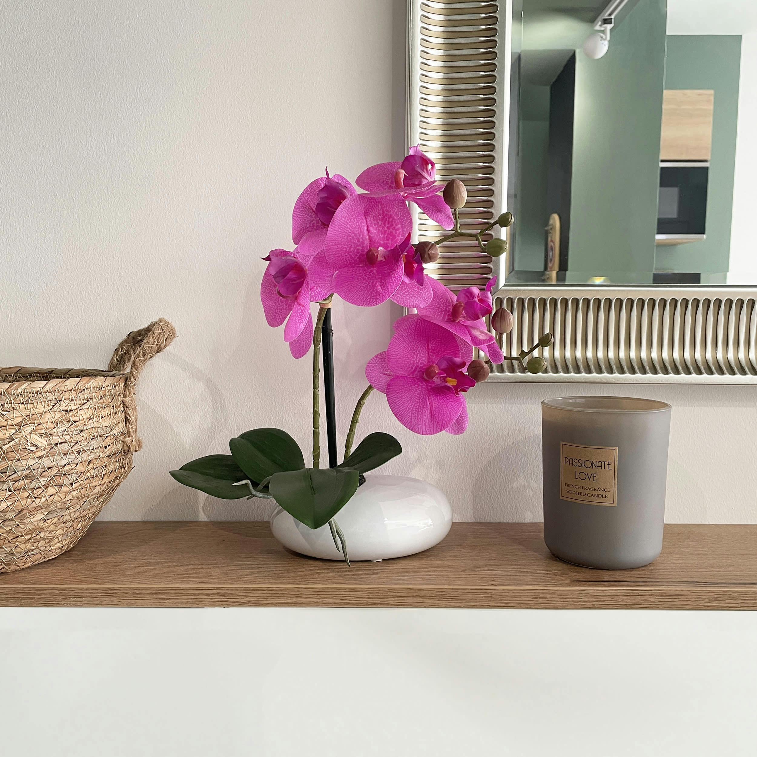 - Orchidées artificielles fuchsia 35cm