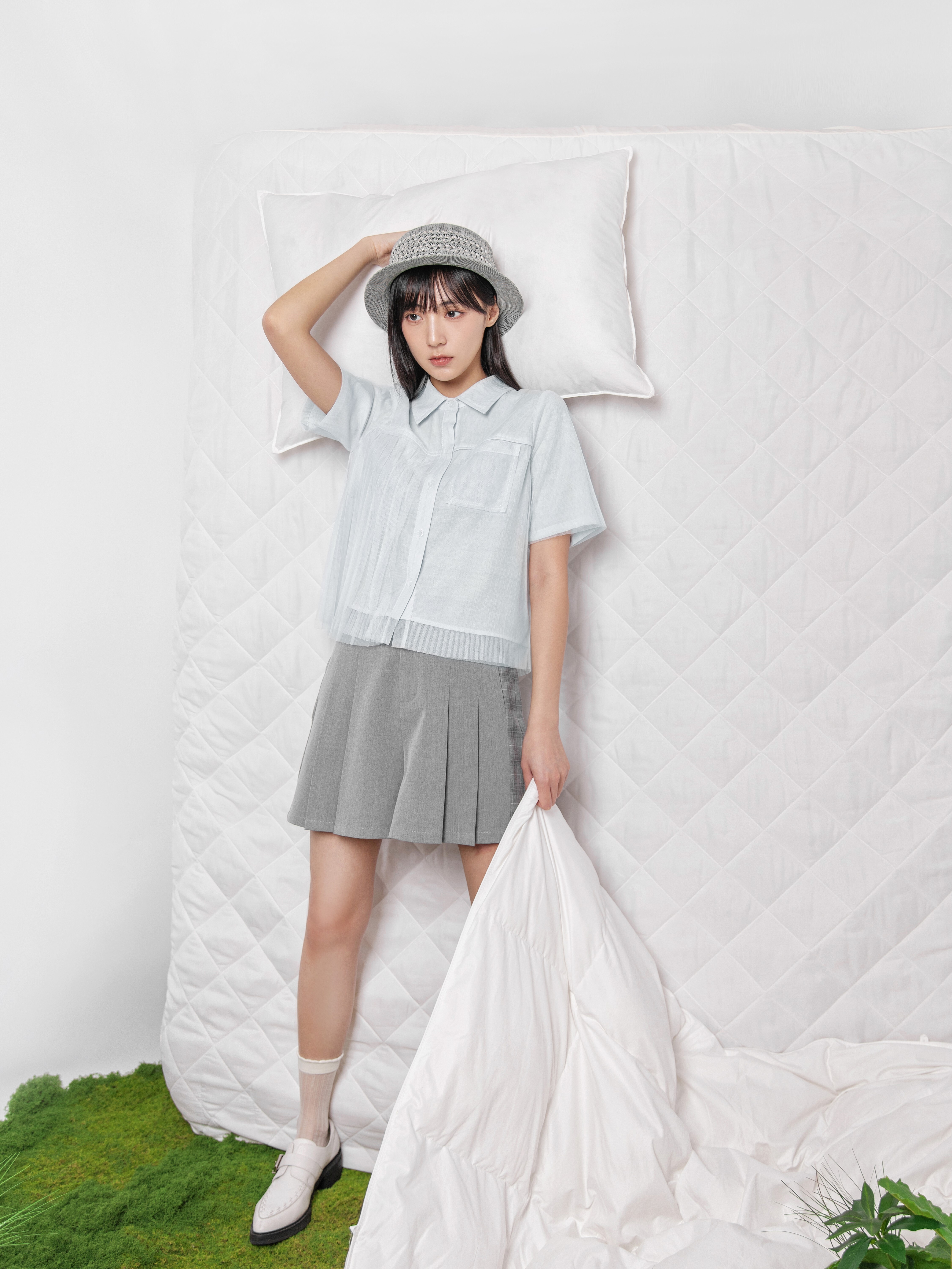 Patchwork Pleats Shorts - 26SDB100D