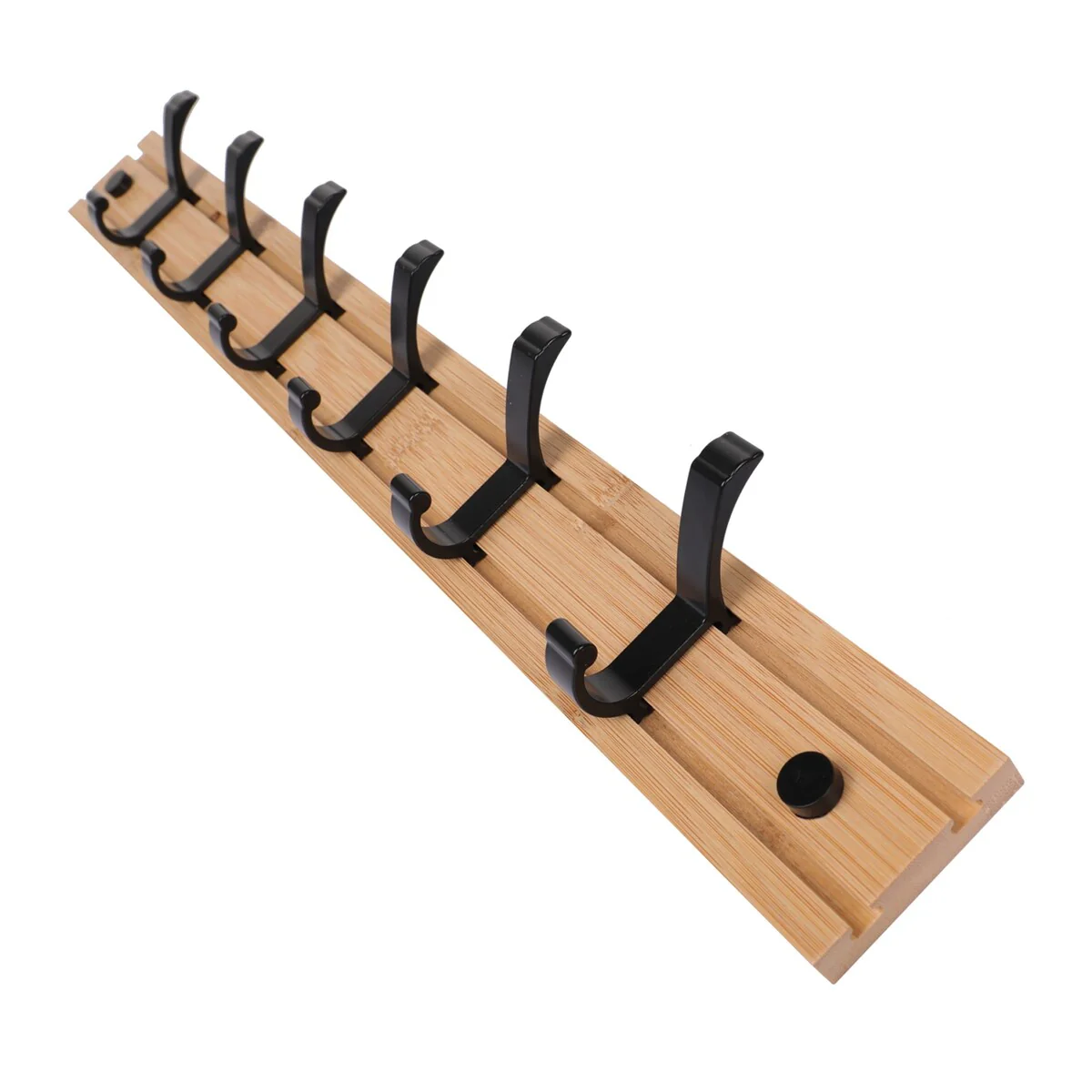 6-Hook Bamboo Wall Mounted Coat Rack Hat Hanger Hooks Towel Holder - 23.6x2.36