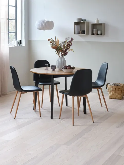 Spisebord JEGIND Ø105 natur eg/sort