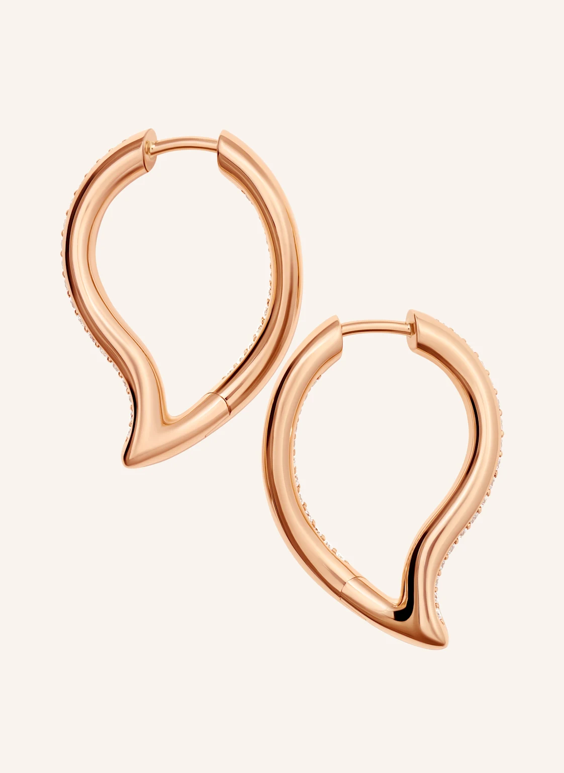 TAMARA COMOLLI Ohrhänger OHRHÄNGER SIGNATURE HOOP TWISTED DROP MIT DIAMOND PAVÉ 18K Roségold