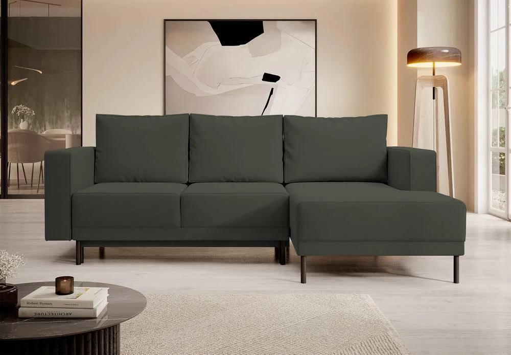 Hoekbank met slaapfunctie Rhodes rechts velvet