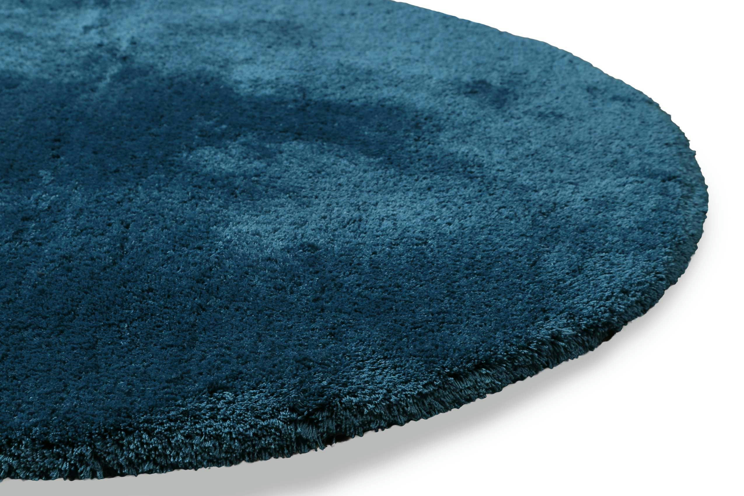 PORTO AZZURRO - Tapis de bain microfibre rond très doux uni bleu pétrole D90