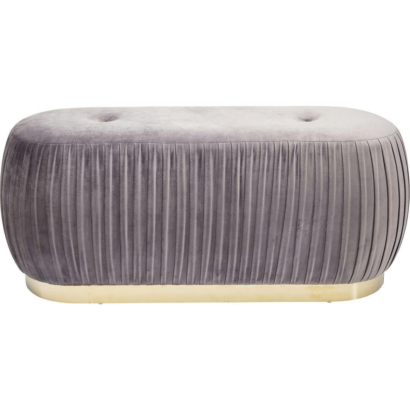 PIGALLE - Banc 2 places velours gris et acier doré