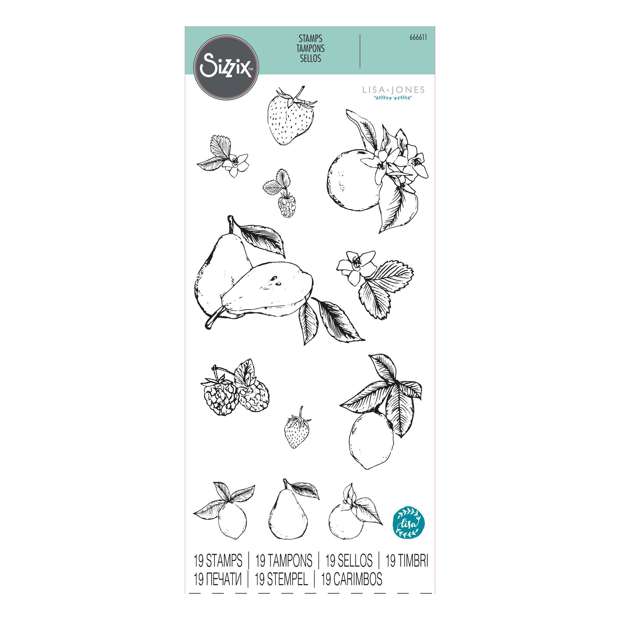 Sizzix Botanical Fruit Stamp Set 19 Pieces