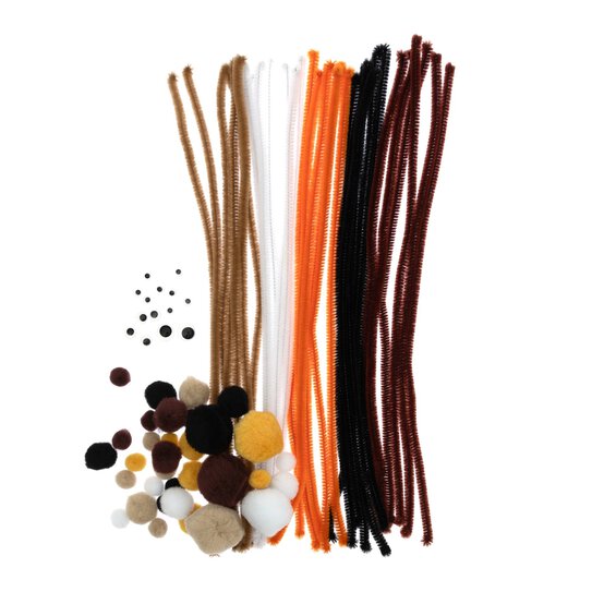 Animal Pipe Cleaners and Pom Poms Craft Pack 80 Pieces