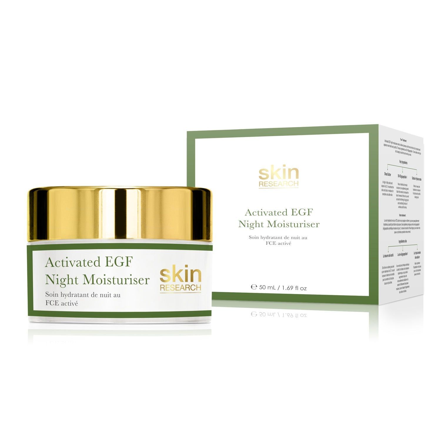 Skin Research Anti-Ageing Activated EGF Night Moisturiser 50ml for Skin Texture and Fine Lines