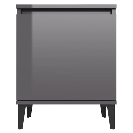 NNEVL Bed Cabinet with Metal Legs High Gloss Grey 40x30x50 cm