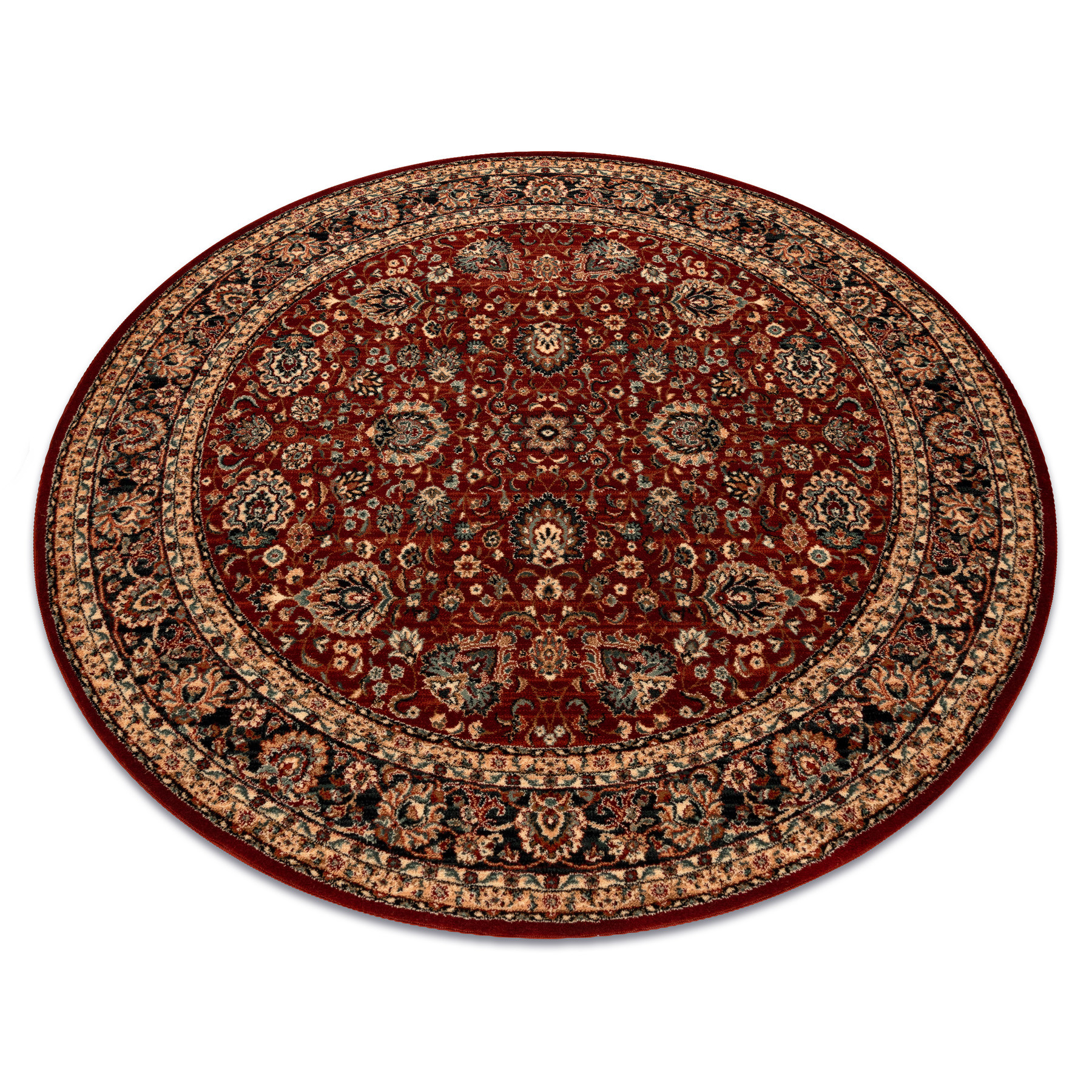 Dywan wełniany KASHQAI 4362 300 ornament bordo / czarny koło 160 cm
