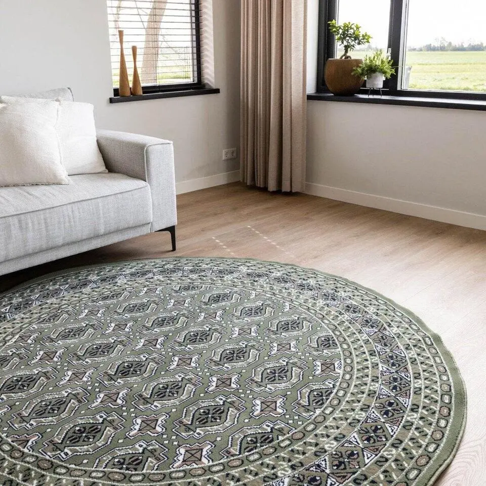 Interieur05 rond vintage vloerkleed Marad groen - 235 x 235 cm