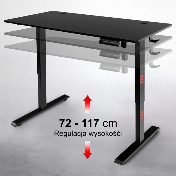 Biurko Regulowane Elektrycznie 120x60cm FURVERO Regulacja Wysokości 72-112