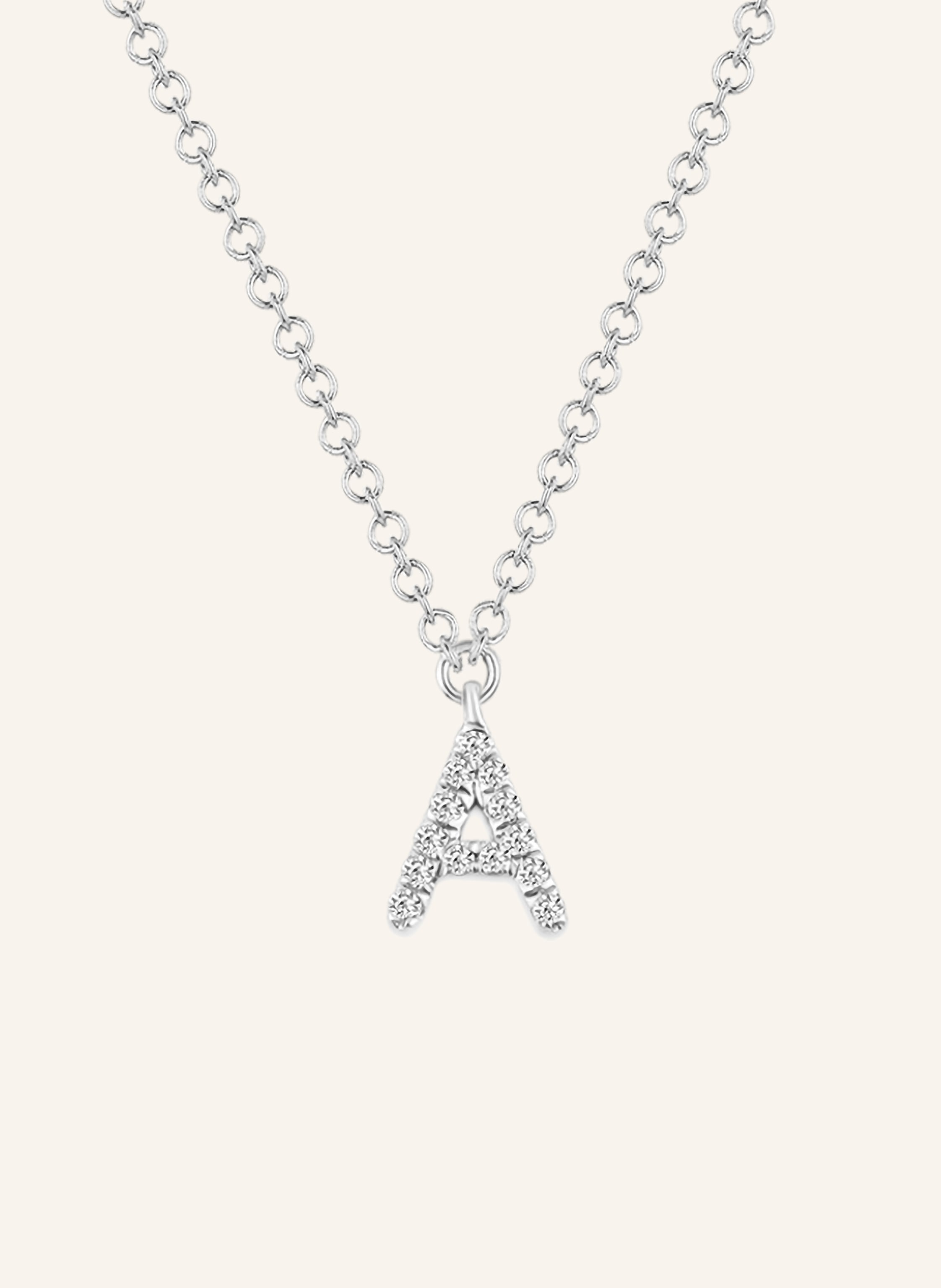 Leaf INITIALIEN Halskette „A“ aus 14 Karat Weißgold mit Diamanten