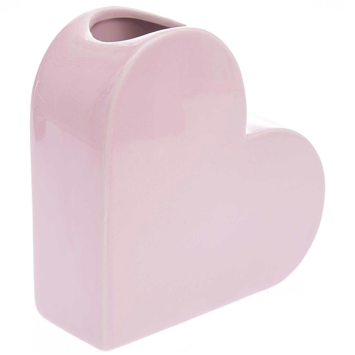 - Vase en céramique coeur rose 16 cm