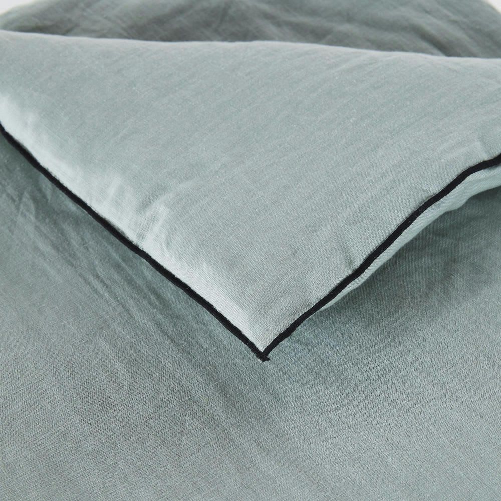 - Boutis en lin lavé bleu vert 200x100