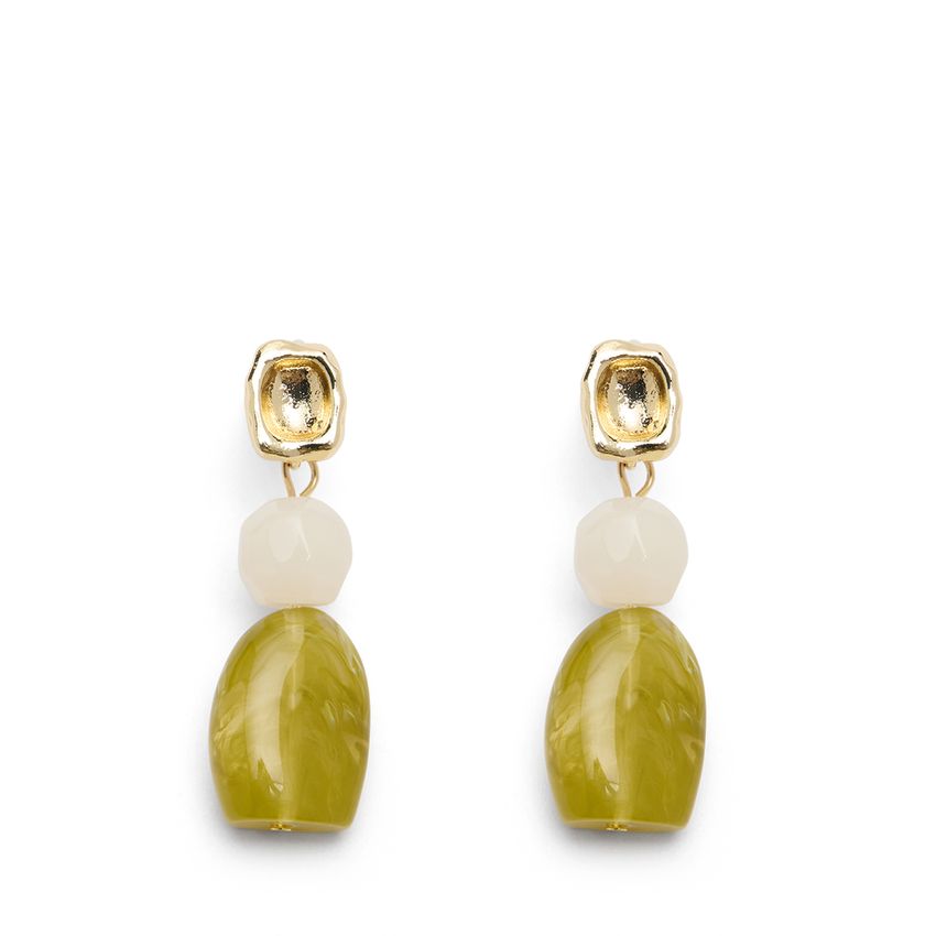 Manfield Gouden oorbellen met groene steentjes