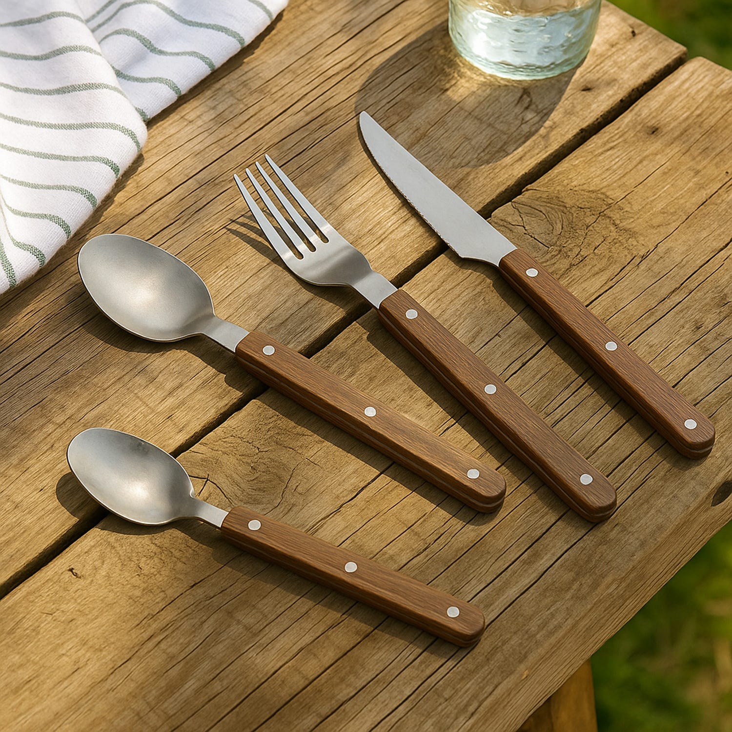 Set 24 posate Lucille in acciaio inox manico marrone