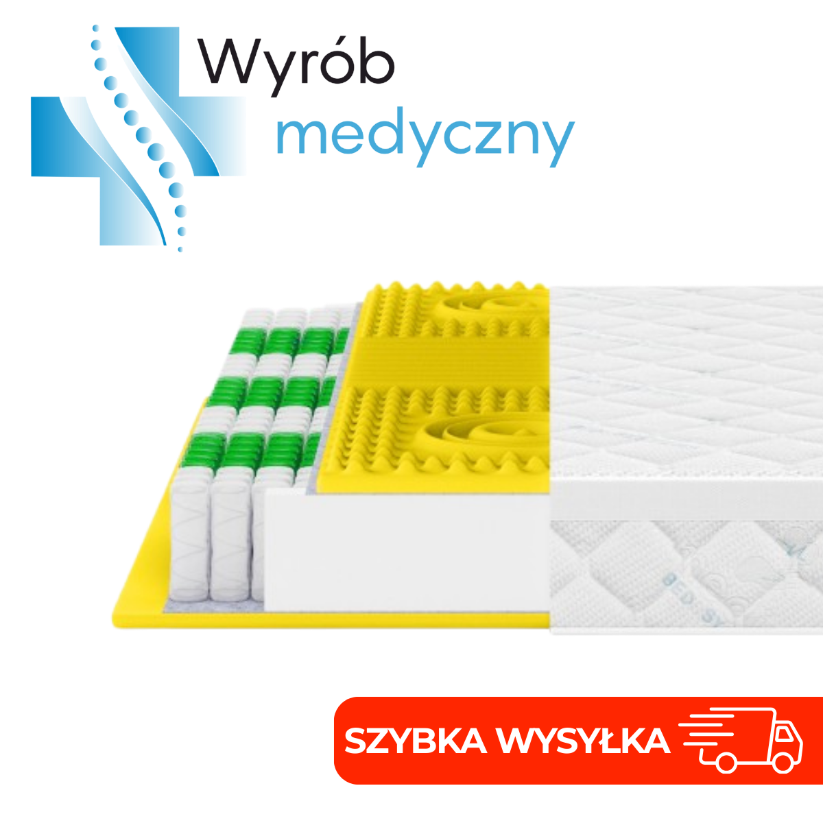 Materac medyczny sprężynowy z pianką HR MEDIRO VITA ACTIV