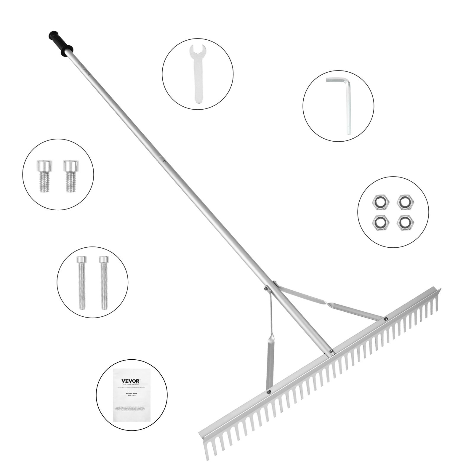 Grabie Zgrabiarka do Czyszczenia Ziemi i Wody 75 cm Aluminiowe z 37 Zębami