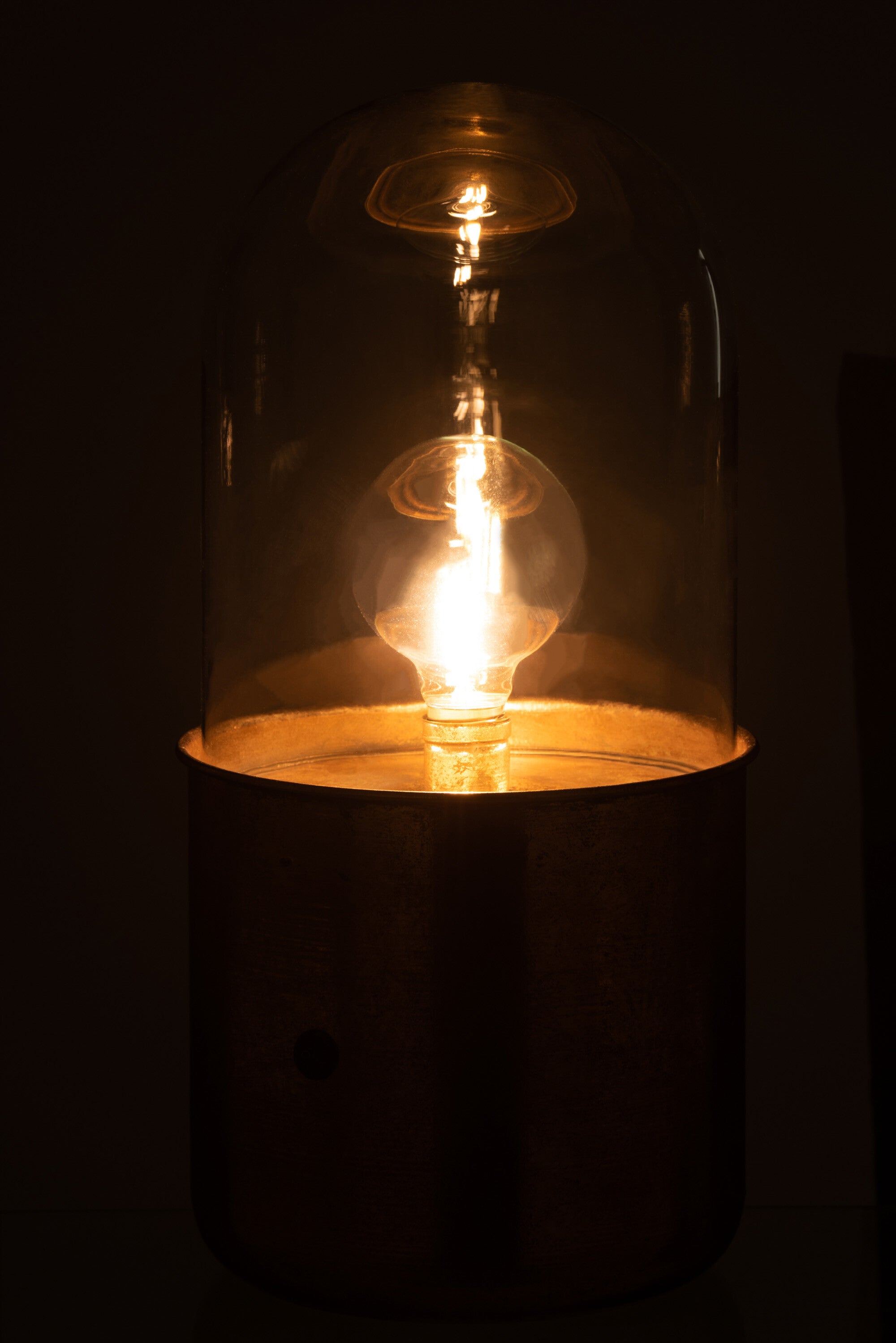 J-Line tafellamp Antiek - glas/zink - goud - large - LED lichtjes