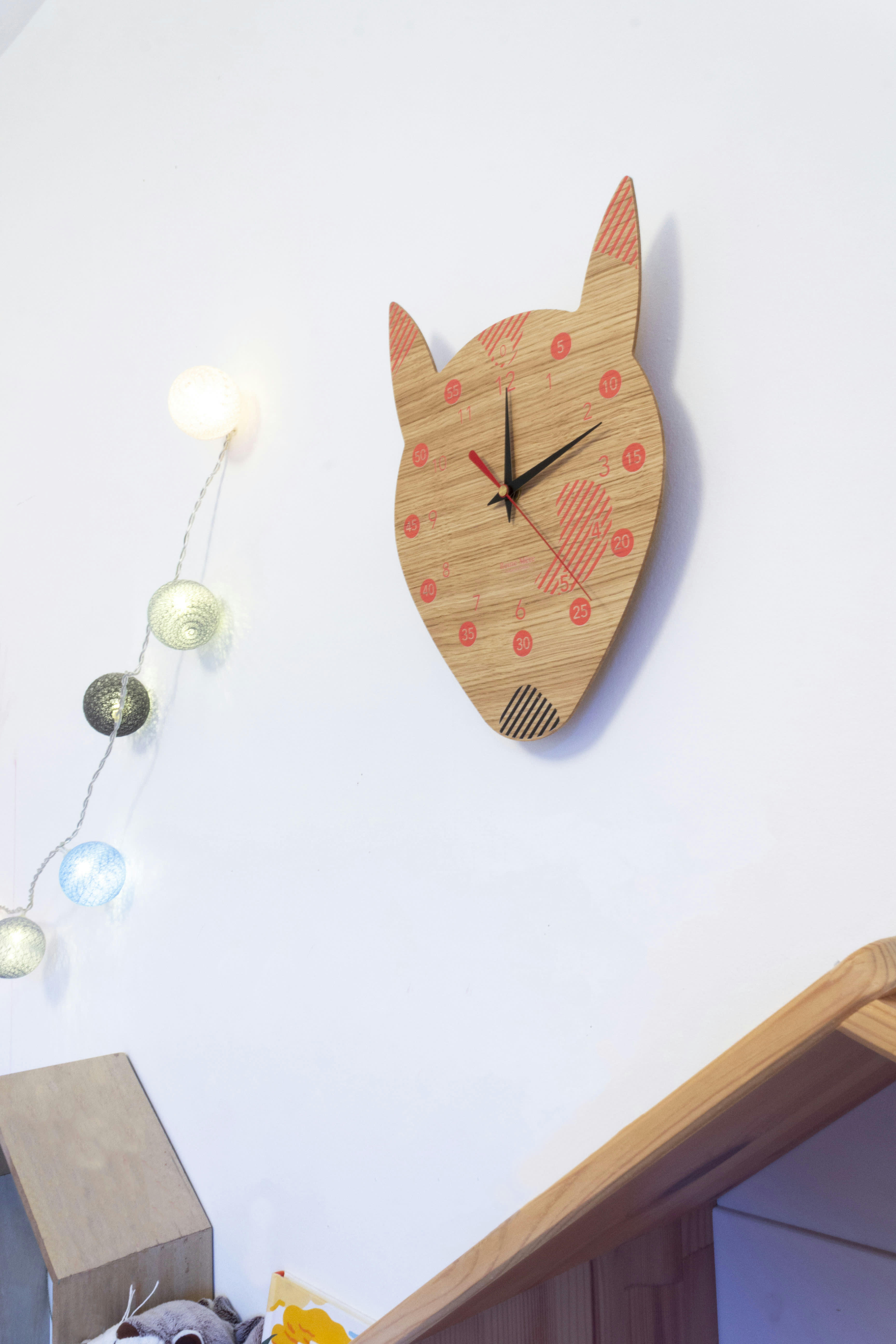 - Horloge pédagogique Renard en bois de chêne