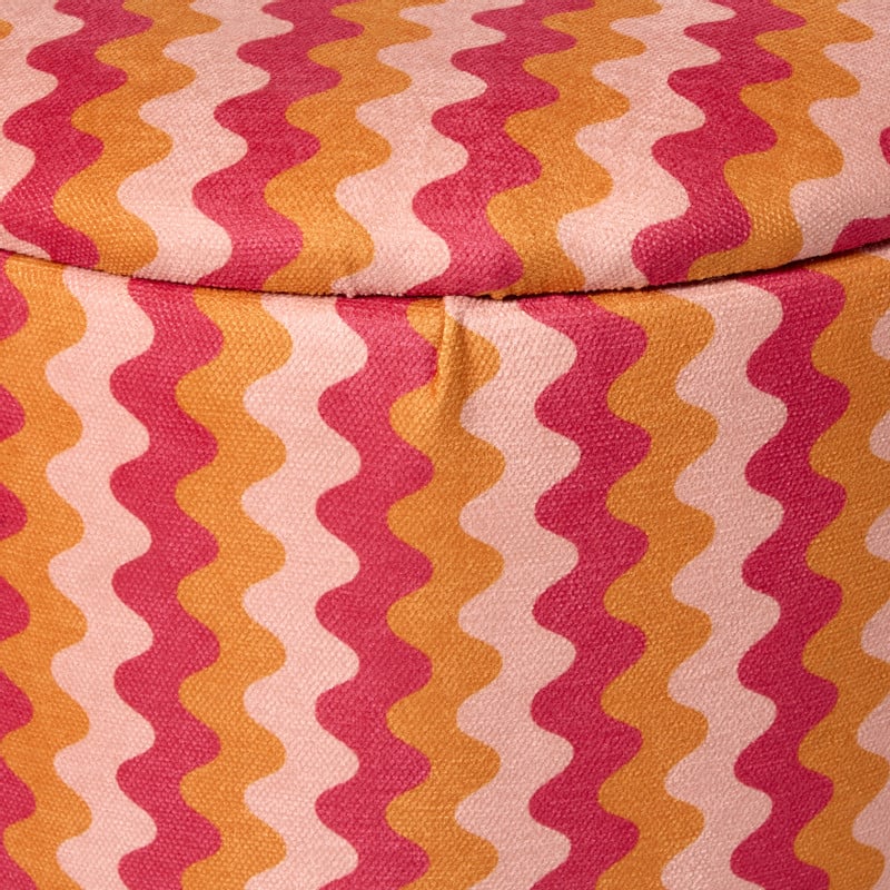 Opbergpoef retro - oranje/roze - &Oslash;35x40 cm
