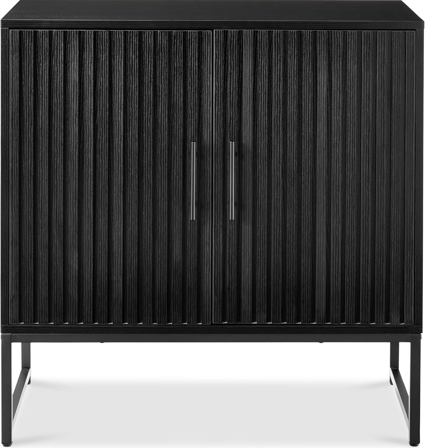 Best Choice Products Slatted Sideboard Buffet Cabinet, Entryway Table, Accent Storage Cabinet, Console Table for Hallway, Living Room, Dining Room – Black