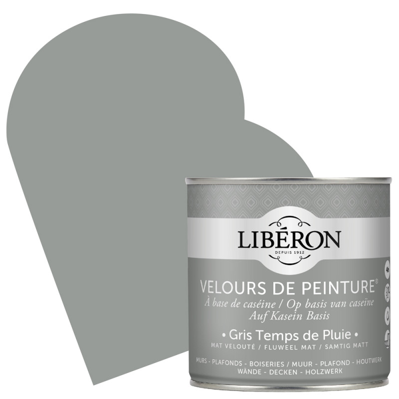 Peinture pour murs Velours de Peinture gris temps de pluie mat 0,5 L LIBERON