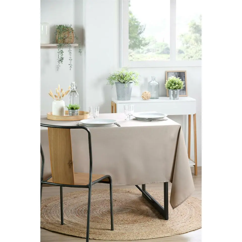 Stof Textiles Tafelkleed - 145 x 200 cm - licht taupe