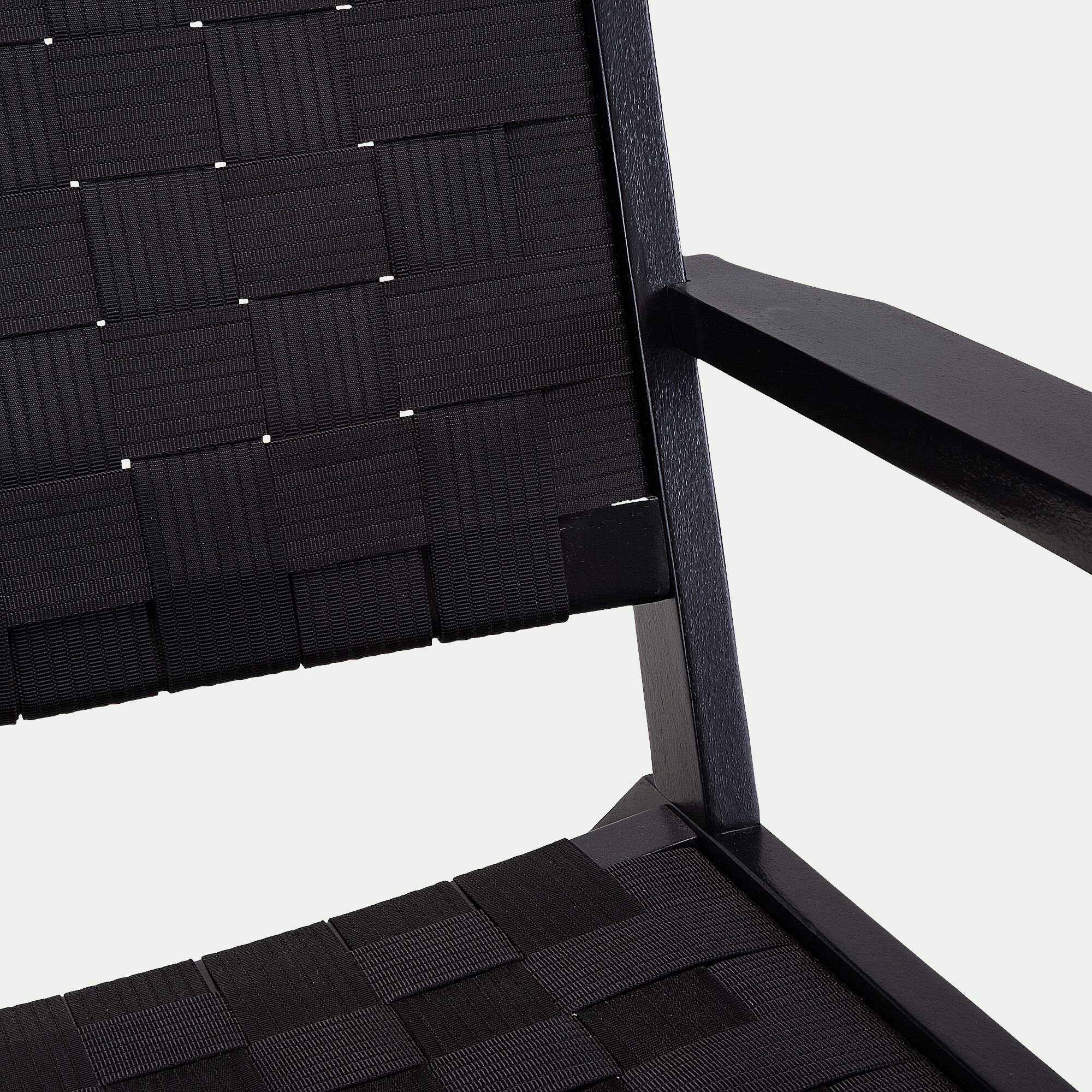 ZEPHYR - Fauteuil de jardin en bois d'eucalyptus et polyester - noir