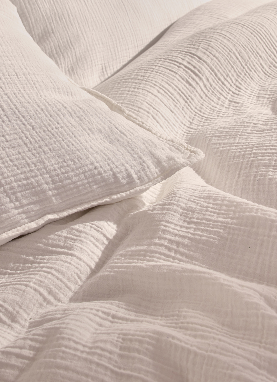 LOT DE 2 TAIES D'OREILLER DOUBLE GAZE DE COTON LAIT