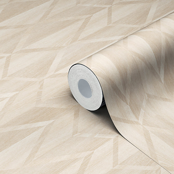 Papier peint vinyle intissé Cassata imprimé géométrique beige L.1000 x l.53cm GoodHome