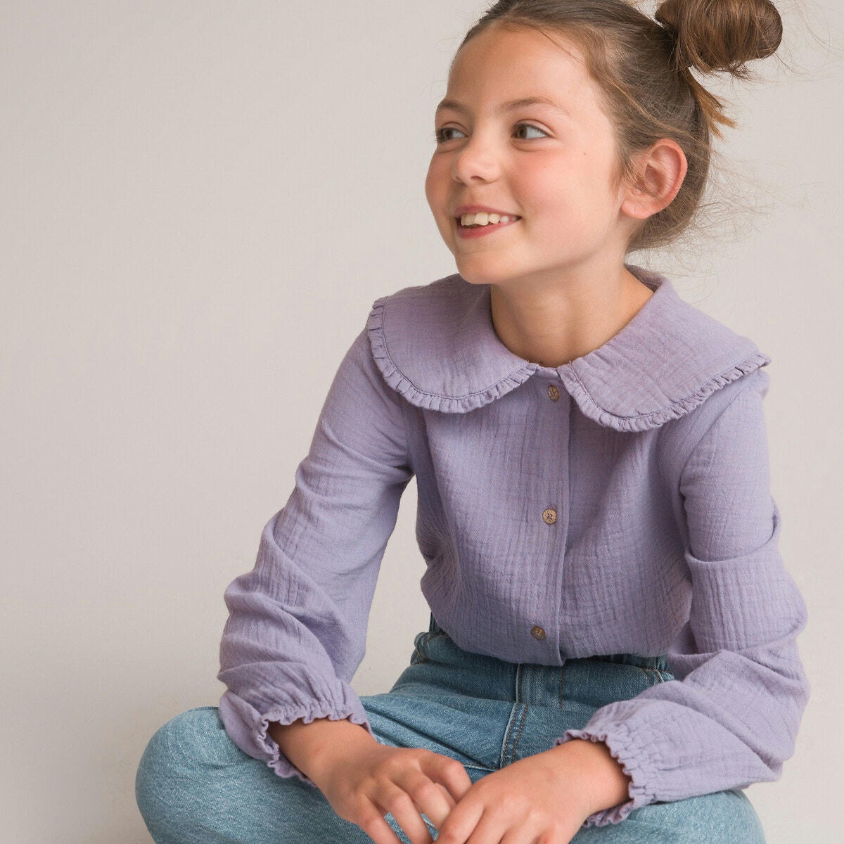 Chemise manches longues, gaze de coton